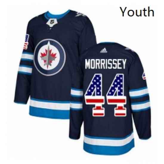 Youth Adidas Winnipeg Jets 44 Josh Morrissey Authentic Navy Blue USA Flag Fashion NHL Jersey